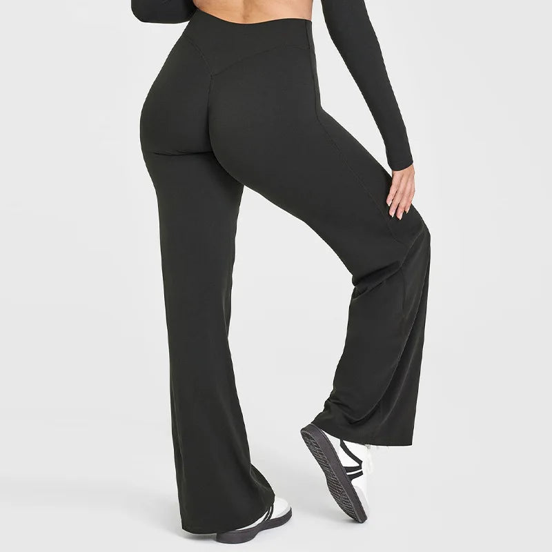 NCLAGEN Straight-Leg Pants Ultra Soft Butter Fabric Women's Mid-Waist Yoga Pants GYM Naked Feel Pilates Running Sport Trousers - IRON GODDESS