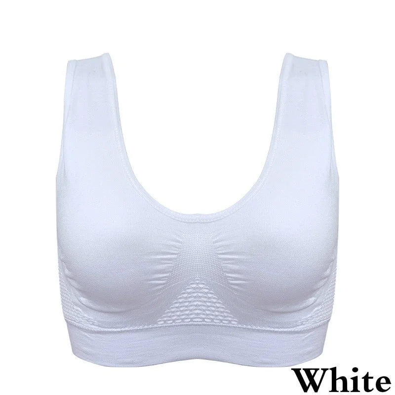 Mesh Hollowed-out Breathable Hole Sports Bra Sweat-absorbent Shockproof Pad Sports Top Gym Running Fitness Sports Top - IRON GODDESS