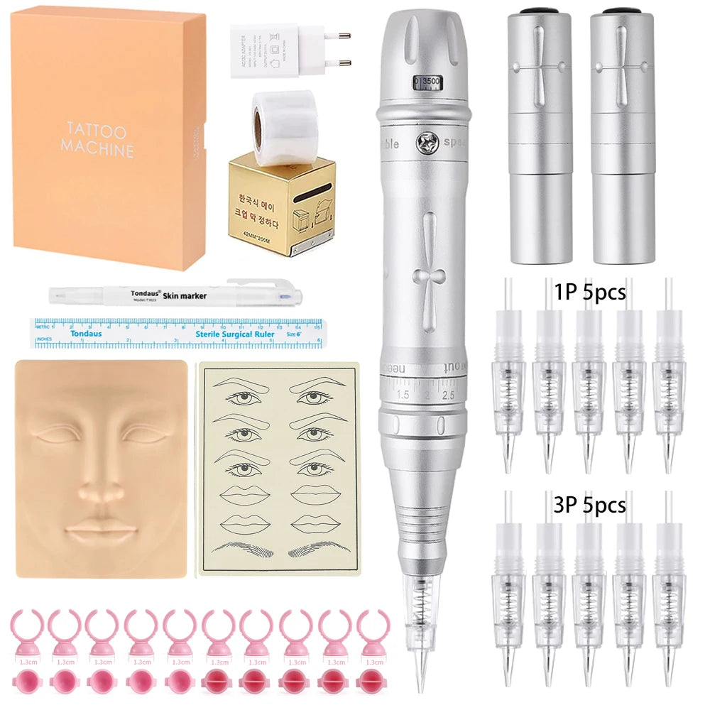 Wireless PMU Machine Permanent Makeup for Eyebrows Miroblading Eyeliner Lip Microshading Professional Rotary Tattoo Pen Gun Kit - IRON GODDESS