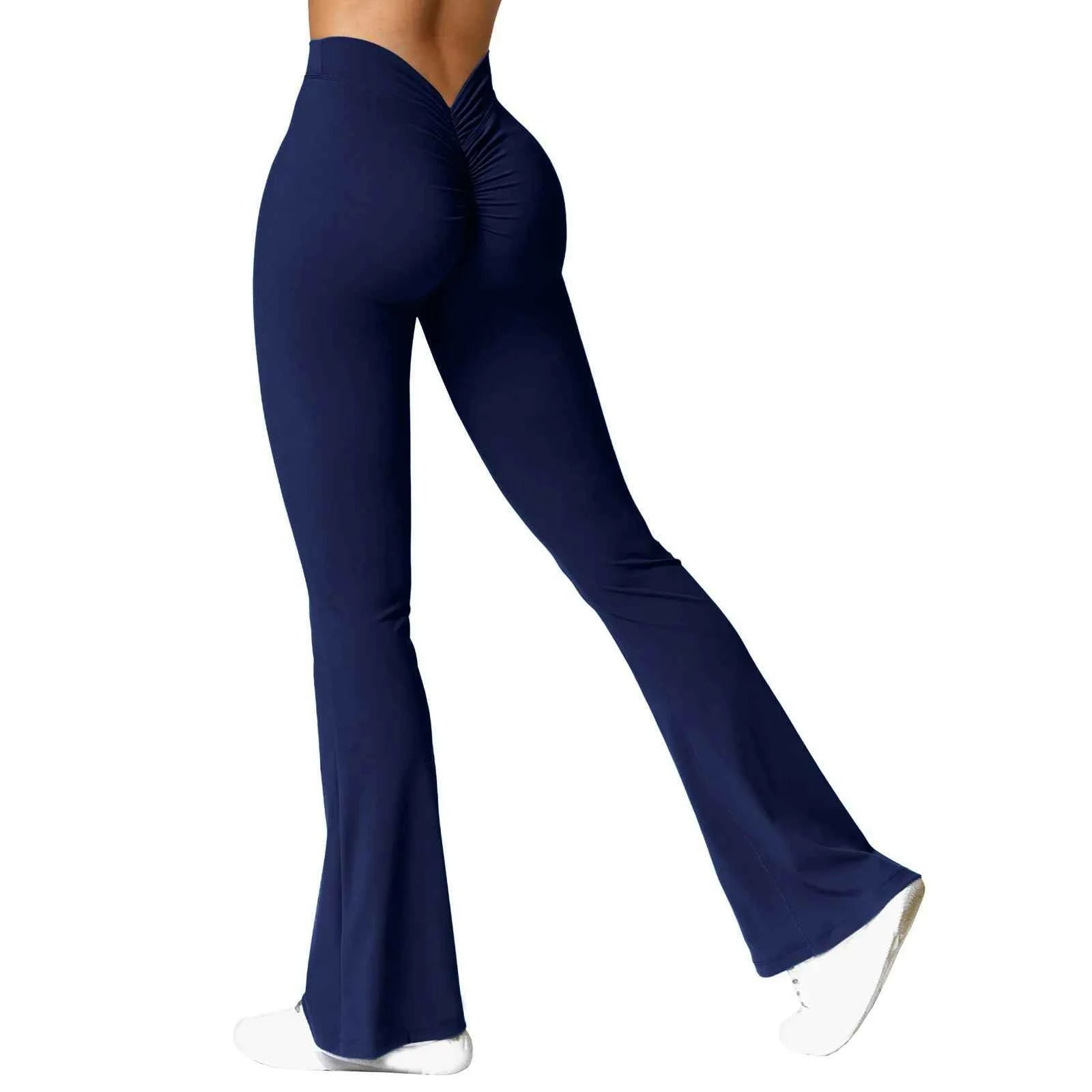Sexy Yoga Flare Pants Women V-Cut Waist High Waist Push Up Butt Fitness Leggings Comfort Fit Gym Running Fashion Slim Leggings