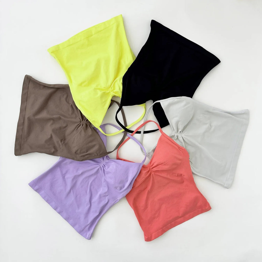 ARFTE Longline Strappy Gym Top Backless Gym Clothes Women Scrunch Built-in Bra With Removable Cups Yoga Tank Tops - IRON GODDESS