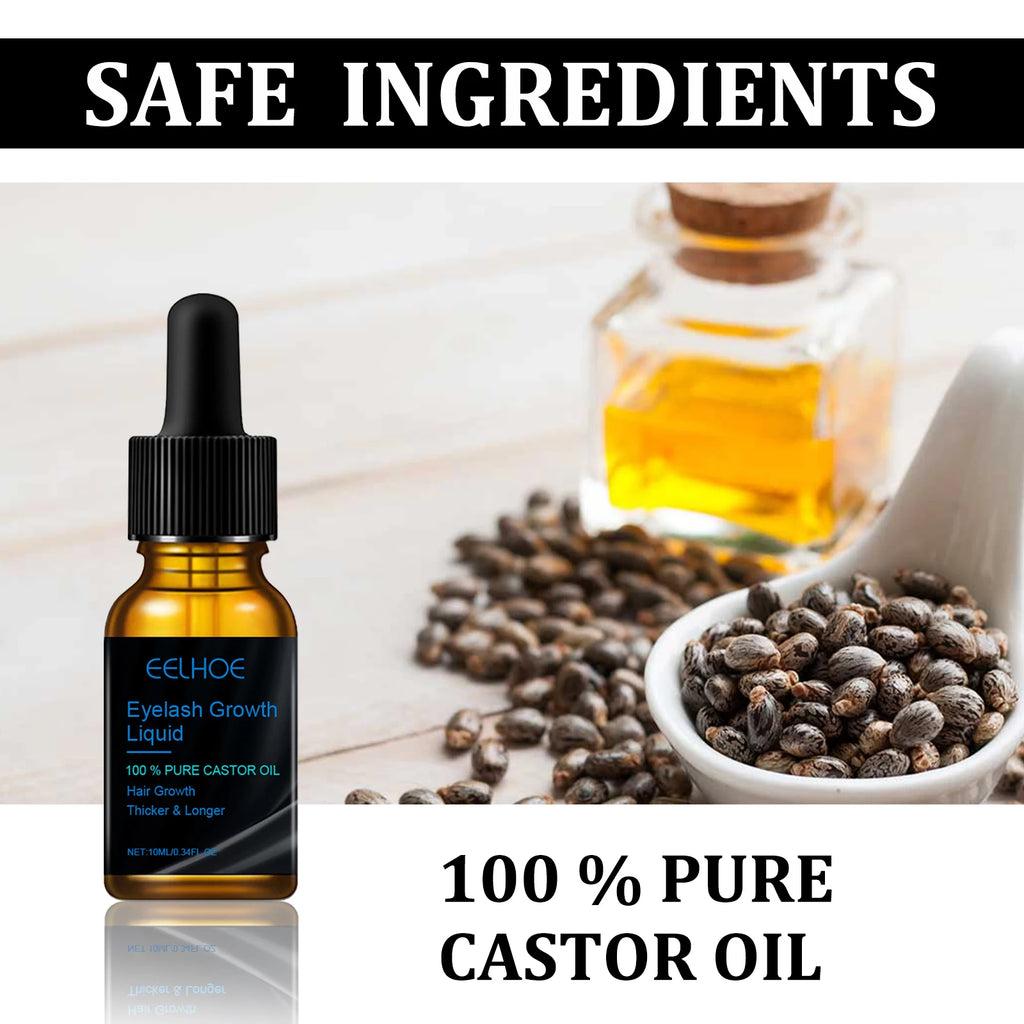 Castor Oil Eyelash Growth Serum With Brush Multipurpose Hair Eyebrow Eyelash Growth Thick Essence Nourishing Moisturize Liquid - IRON GODDESS