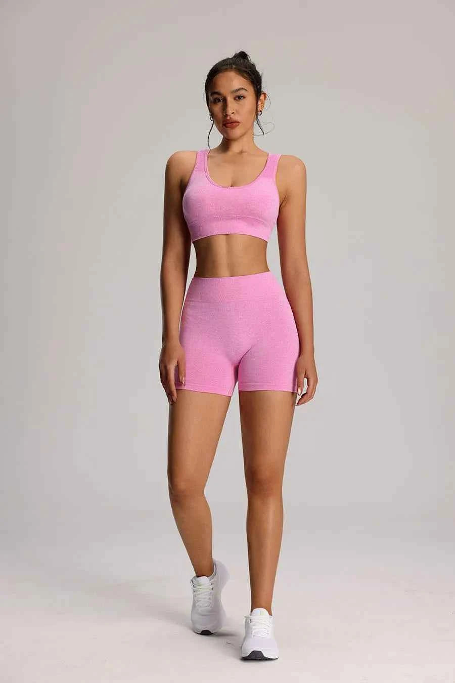 Seamless Yoga Bra  High Waist Shorts Set