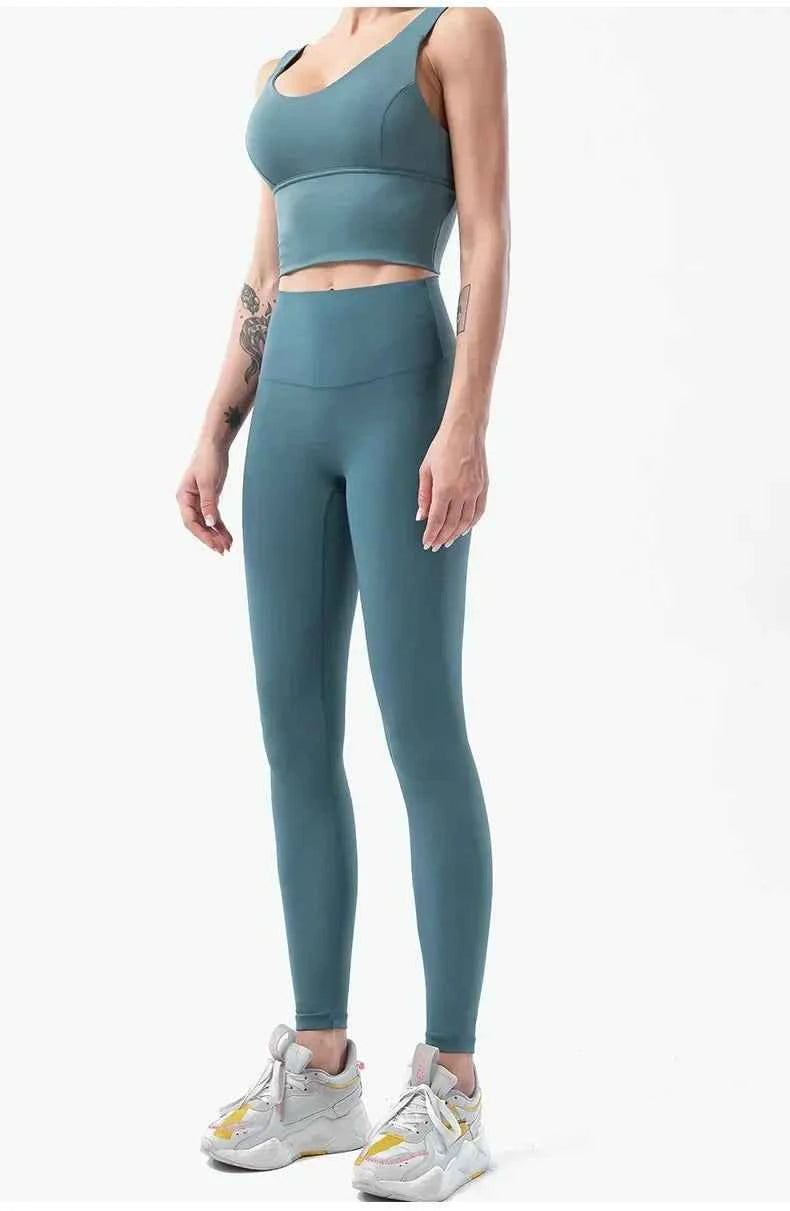 Naked-Feel Yoga Set Yoga Leggings Set Women Fitness Suit For Yoga Clothes High Waist Gym Sexy Sport Wear Outdoor Active Bras👚👚