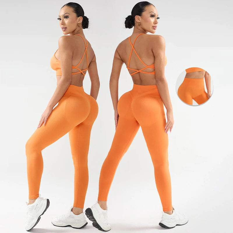 1/2PCS Yoga Sports Set Women's XS-XL Gym Workout Clothes Sports Bra Gym Leggings Super Stretch Fitness Suit Plus Size Sportswear - IRON GODDESS