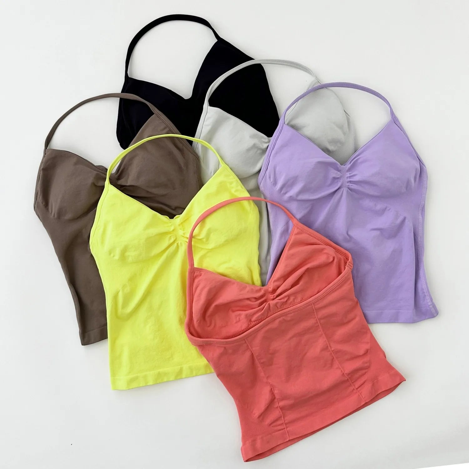 ARFTE Longline Strappy Gym Top Backless Gym Clothes Women Scrunch Built-in Bra With Removable Cups Yoga Tank Tops - IRON GODDESS