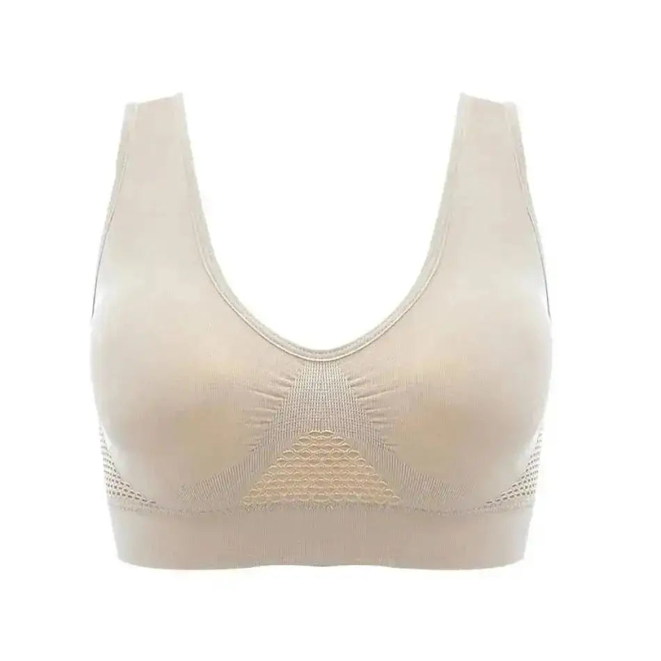 Mesh Hollowed-out Breathable Hole Sports Bra Sweat-absorbent Shockproof Pad Sports Top Gym Running Fitness Sports Top - IRON GODDESS