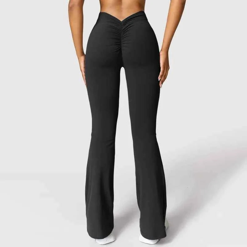 Sexy Yoga Flare Pants Women V-Cut Waist High Waist Push Up Butt Fitness Leggings Comfort Fit Gym Running Fashion Slim Leggings