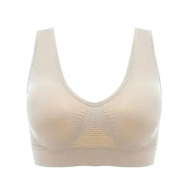 Mesh Hollowed-out Breathable Hole Sports Bra Sweat-absorbent Shockproof Pad Sports Top Gym Running Fitness Sports Top - IRON GODDESS