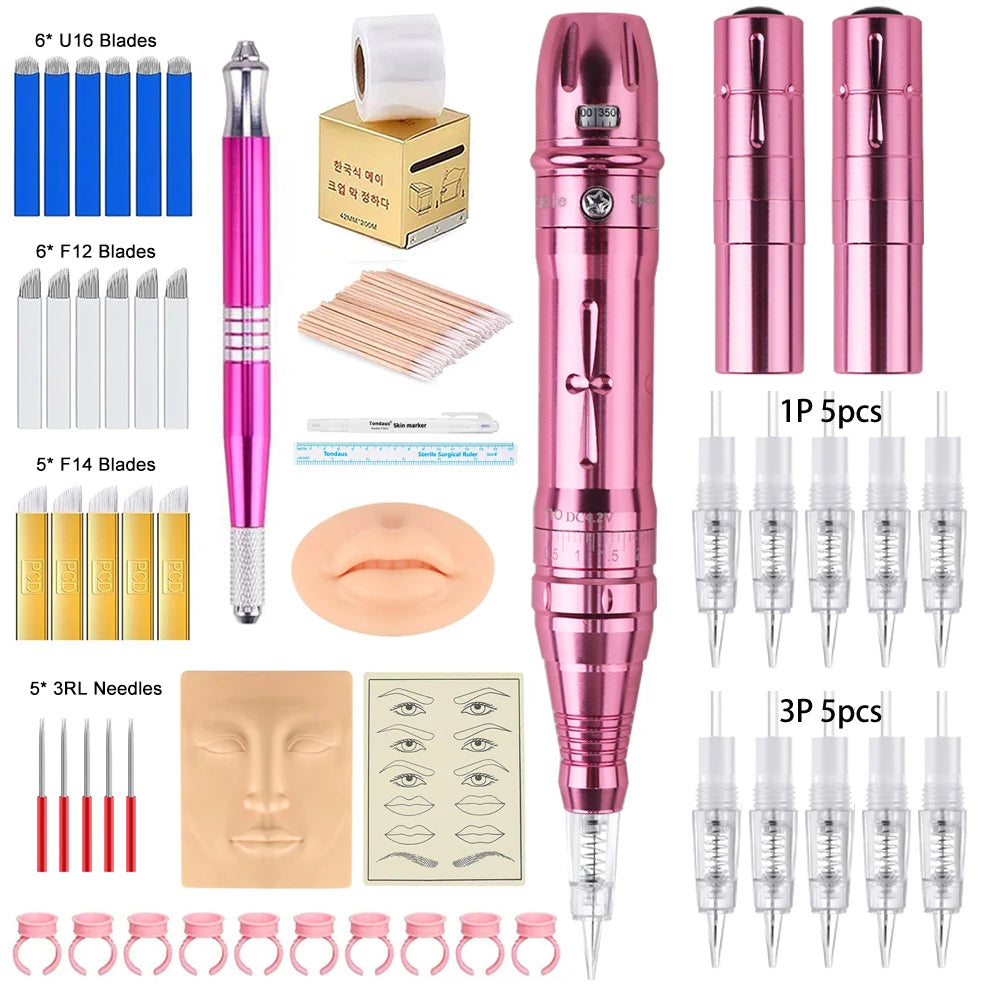 Wireless PMU Machine Permanent Makeup for Eyebrows Miroblading Eyeliner Lip Microshading Professional Rotary Tattoo Pen Gun Kit - IRON GODDESS