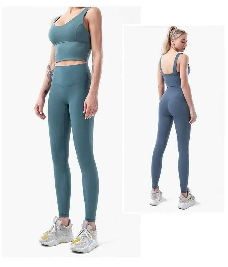 Naked-Feel Yoga Set Yoga Leggings Set Women Fitness Suit For Yoga Clothes High Waist Gym Sexy Sport Wear Outdoor Active Bras👚👚