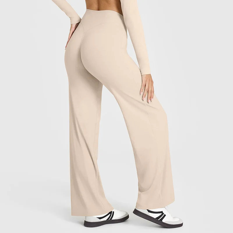 NCLAGEN Straight-Leg Pants Ultra Soft Butter Fabric Women's Mid-Waist Yoga Pants GYM Naked Feel Pilates Running Sport Trousers - IRON GODDESS