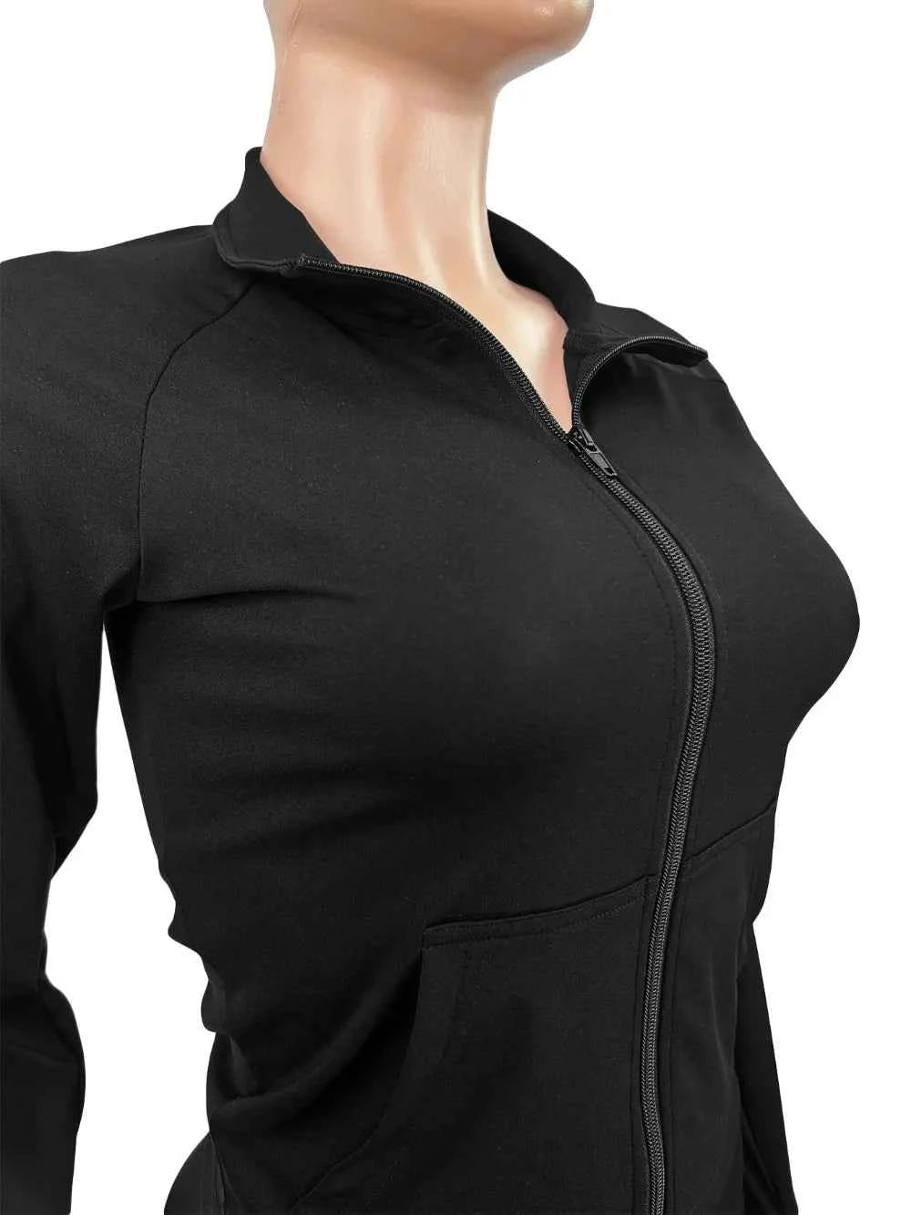 FLARORA Casual Sporty 3 Pcs Set Woman Lapel Long Sleeve Dew Finger Jacket+Skinny Flare Pant+ Hairband Yoga Fitness Tracksuits