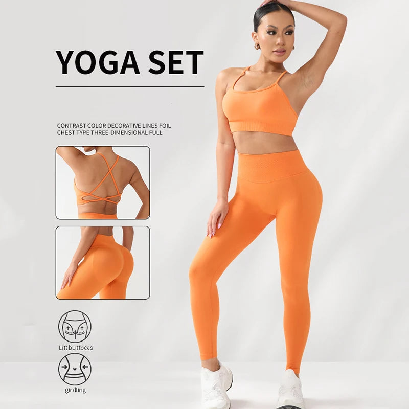 1/2PCS Yoga Sports Set Women's XS-XL Gym Workout Clothes Sports Bra Gym Leggings Super Stretch Fitness Suit Plus Size Sportswear - IRON GODDESS