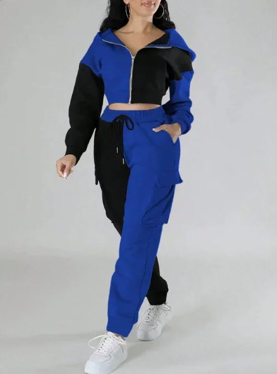 Womens Autumn Winter Hoodie  Cargo Pant Matching Set - IRON GODDESS