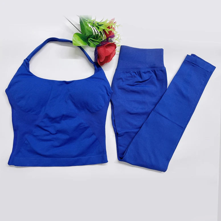 DFyoga two pieces yoga outfits clothing pants set woman Halter Top sports leggings pant Gym workout sets pilates clothes - IRON GODDESS