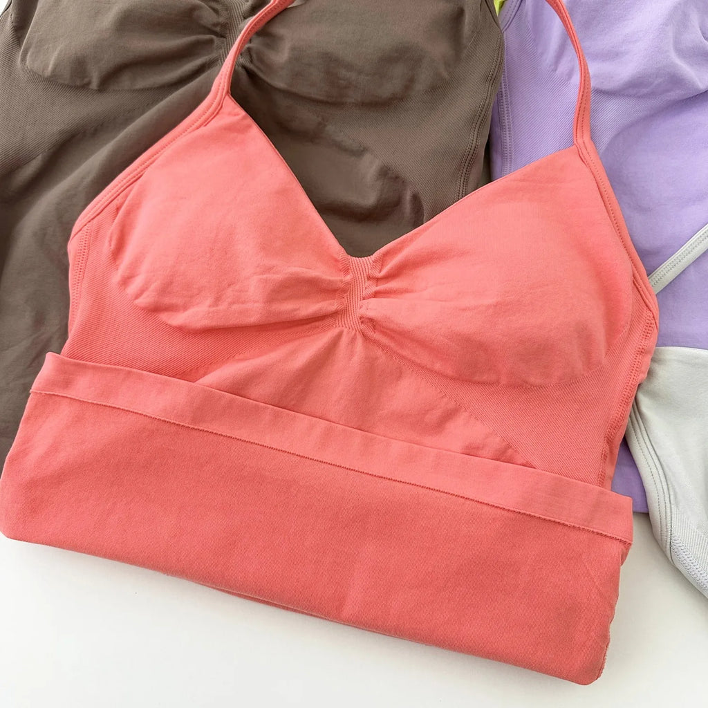 ARFTE Longline Strappy Gym Top Backless Gym Clothes Women Scrunch Built-in Bra With Removable Cups Yoga Tank Tops - IRON GODDESS