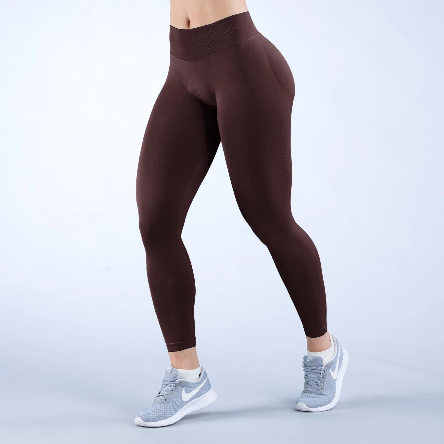 DF Impact Matte Seamless Sports Leggings High-Waisted Ruched Panel for Fitness Workout Women's Active Pants - IRON GODDESS