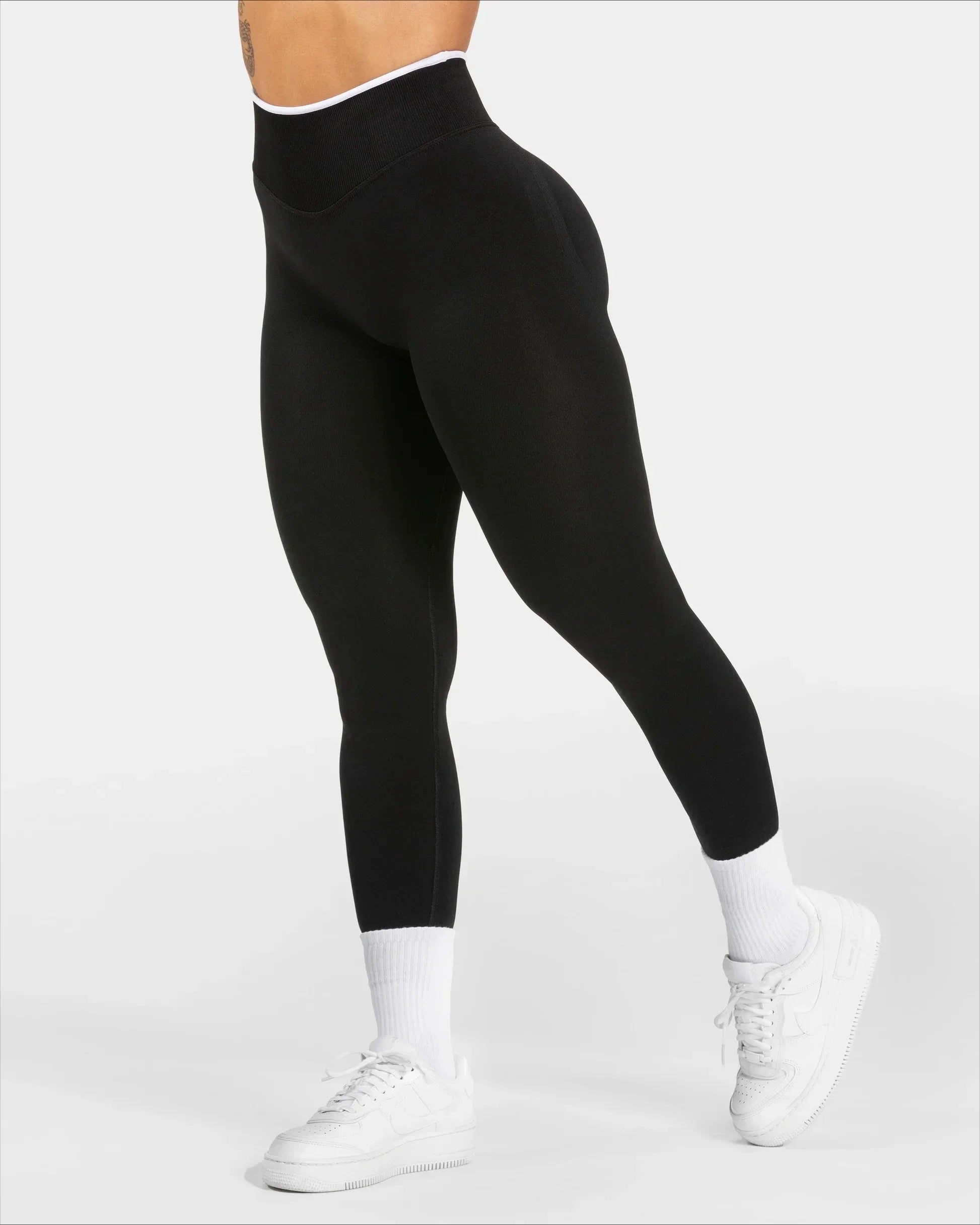 White Edge Lift Seamless High Waist Yoga Leggings - IRON GODDESS