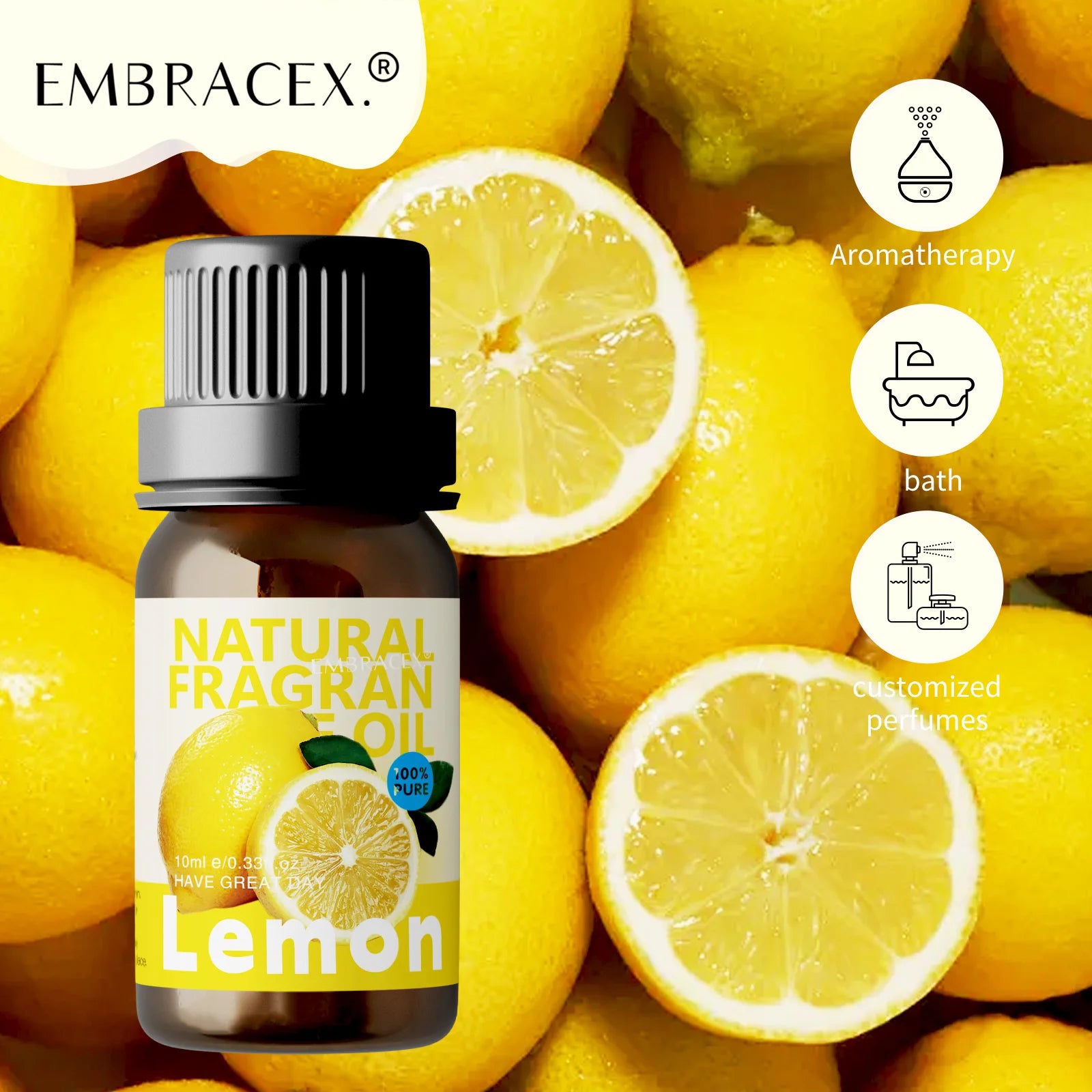 10ml Lemon Aroma Oil Skin Car Home Travel Gifts - IRON GODDESS