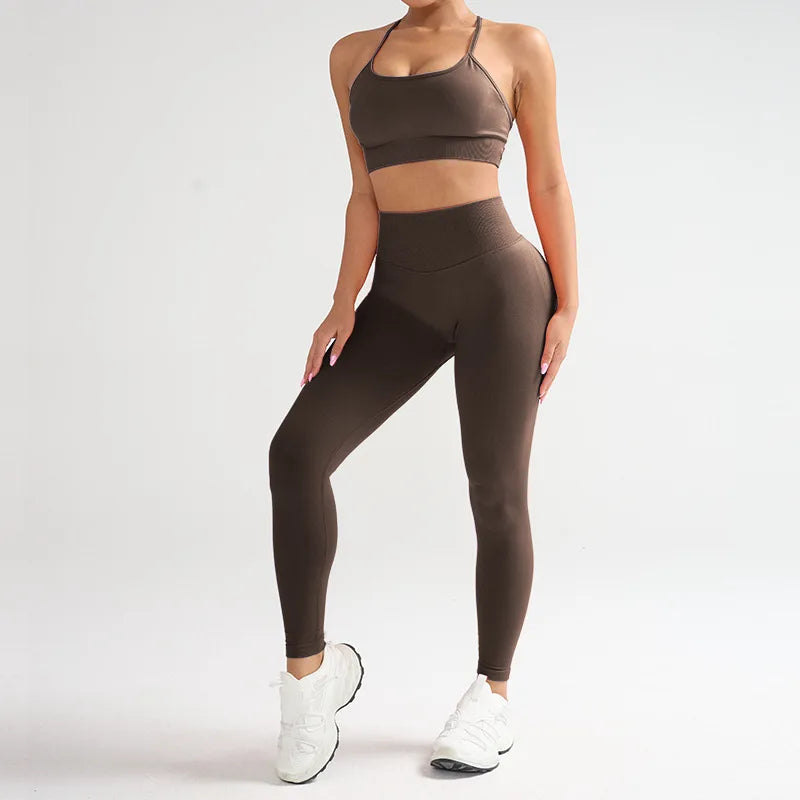 1/2PCS Yoga Sports Set Women's XS-XL Gym Workout Clothes Sports Bra Gym Leggings Super Stretch Fitness Suit Plus Size Sportswear - IRON GODDESS