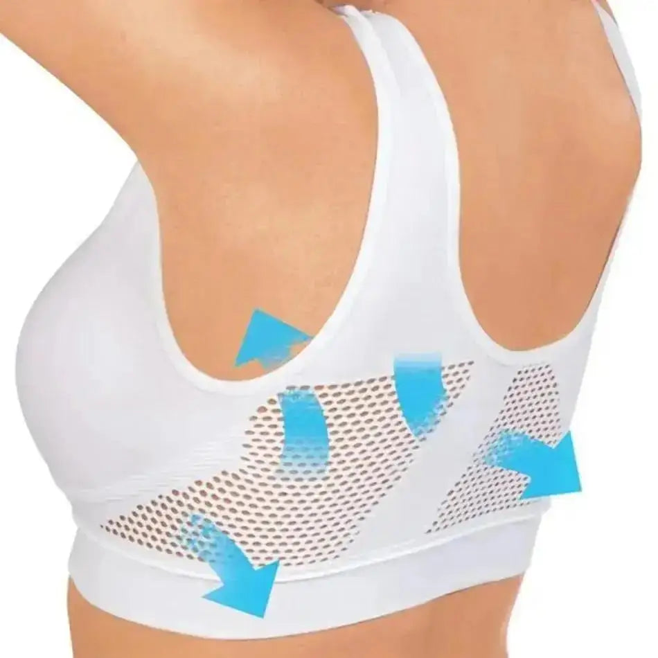 Mesh Hollowed-out Breathable Hole Sports Bra Sweat-absorbent Shockproof Pad Sports Top Gym Running Fitness Sports Top - IRON GODDESS