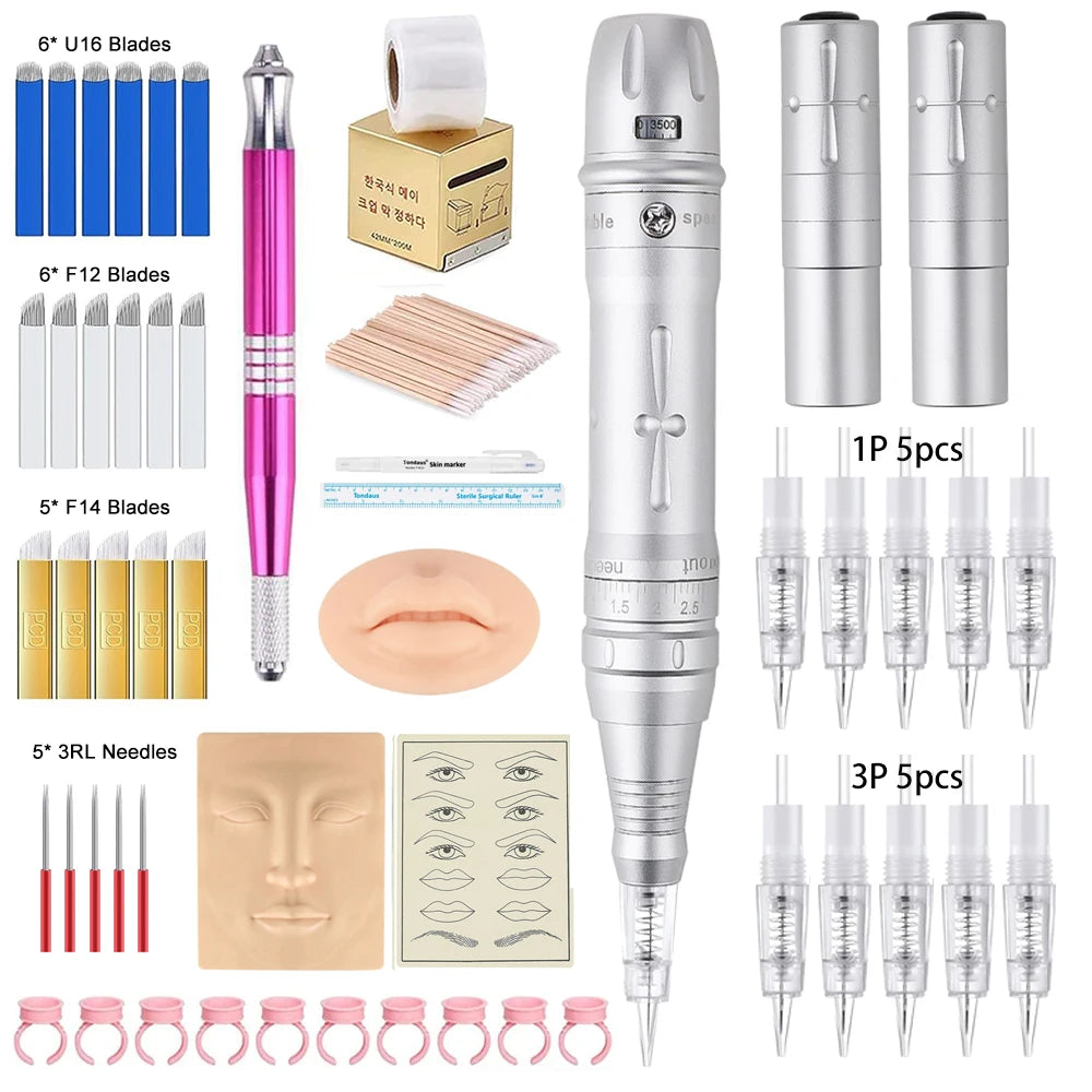Wireless PMU Machine Permanent Makeup for Eyebrows Miroblading Eyeliner Lip Microshading Professional Rotary Tattoo Pen Gun Kit - IRON GODDESS