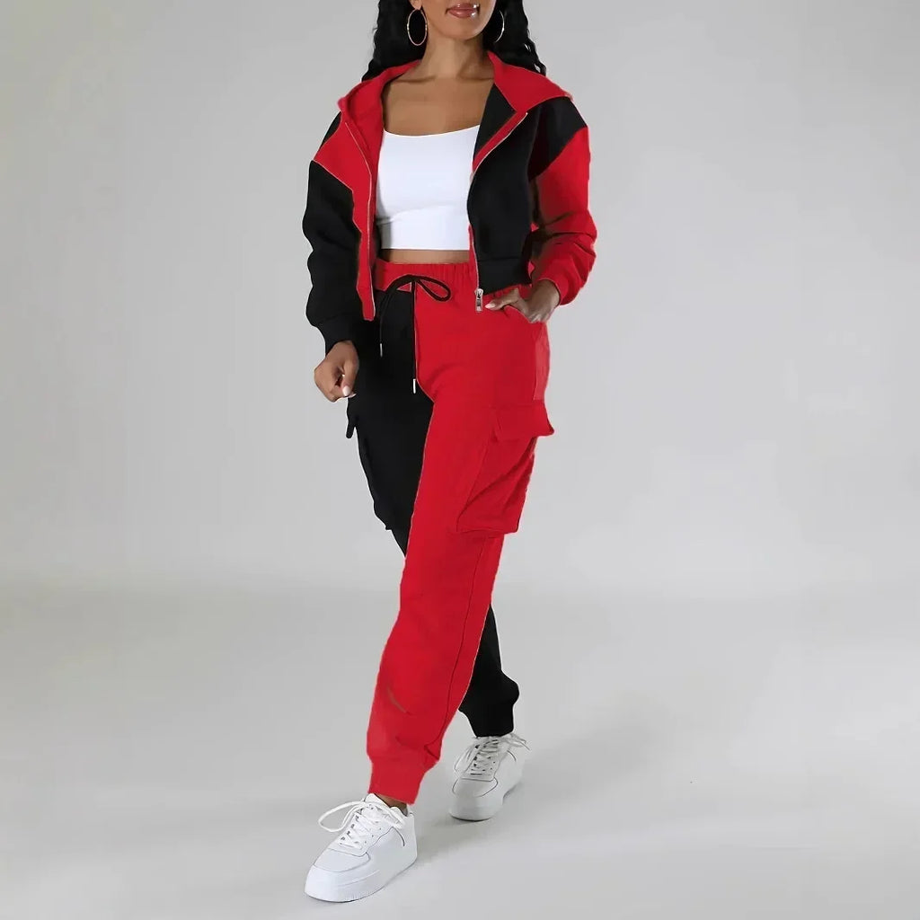 Womens Autumn Winter Hoodie  Cargo Pant Matching Set - IRON GODDESS