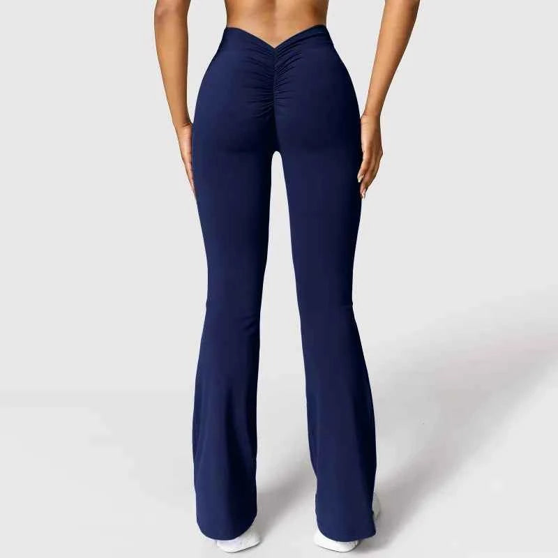 Sexy Yoga Flare Pants Women V-Cut Waist High Waist Push Up Butt Fitness Leggings Comfort Fit Gym Running Fashion Slim Leggings