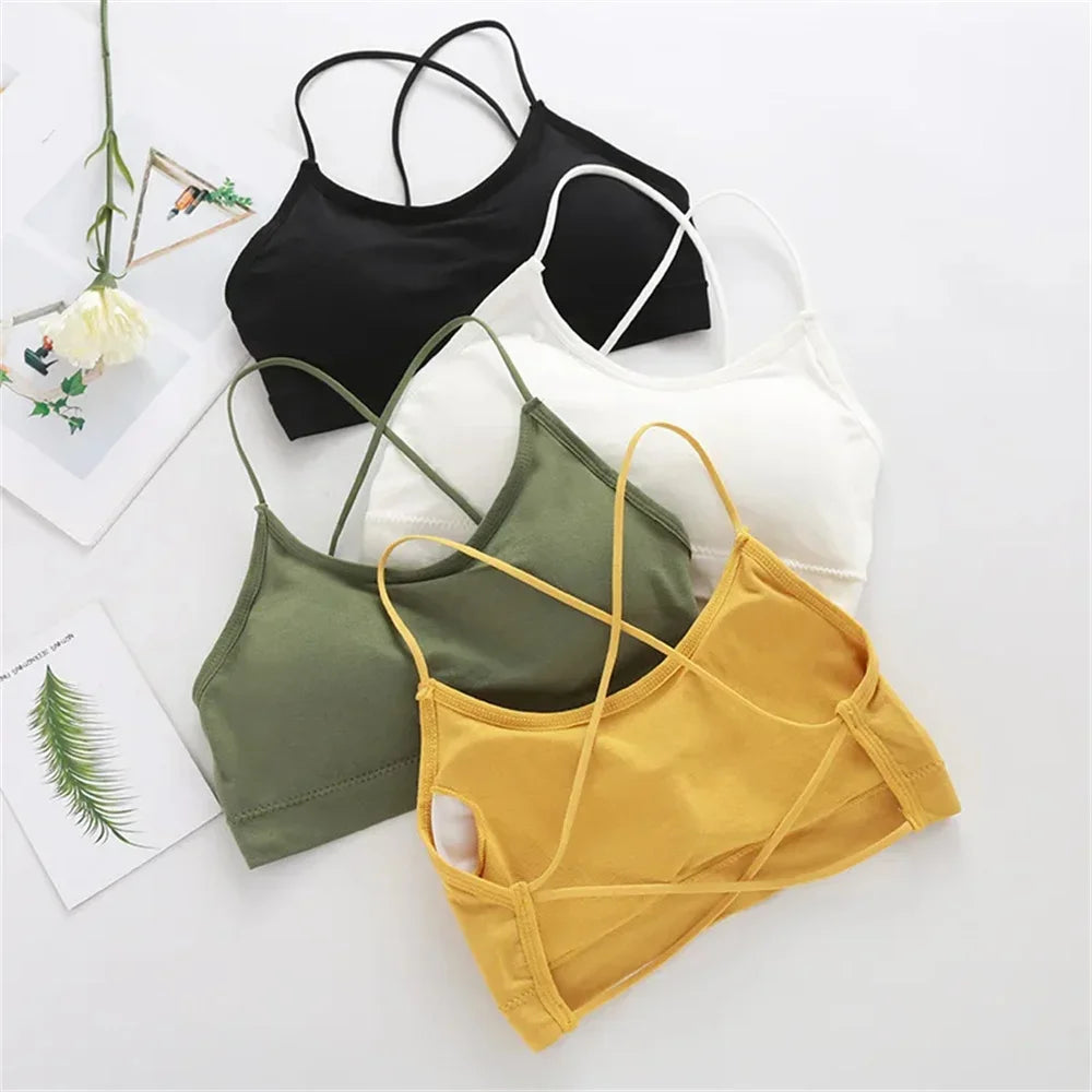 3PCS/Set Sports Bra Women's Cross Shoulder Strap Sports Bra Yoga Navel Top Gym Fitness Tube Top Breathable Beauty Sexy Bra Back - IRON GODDESS