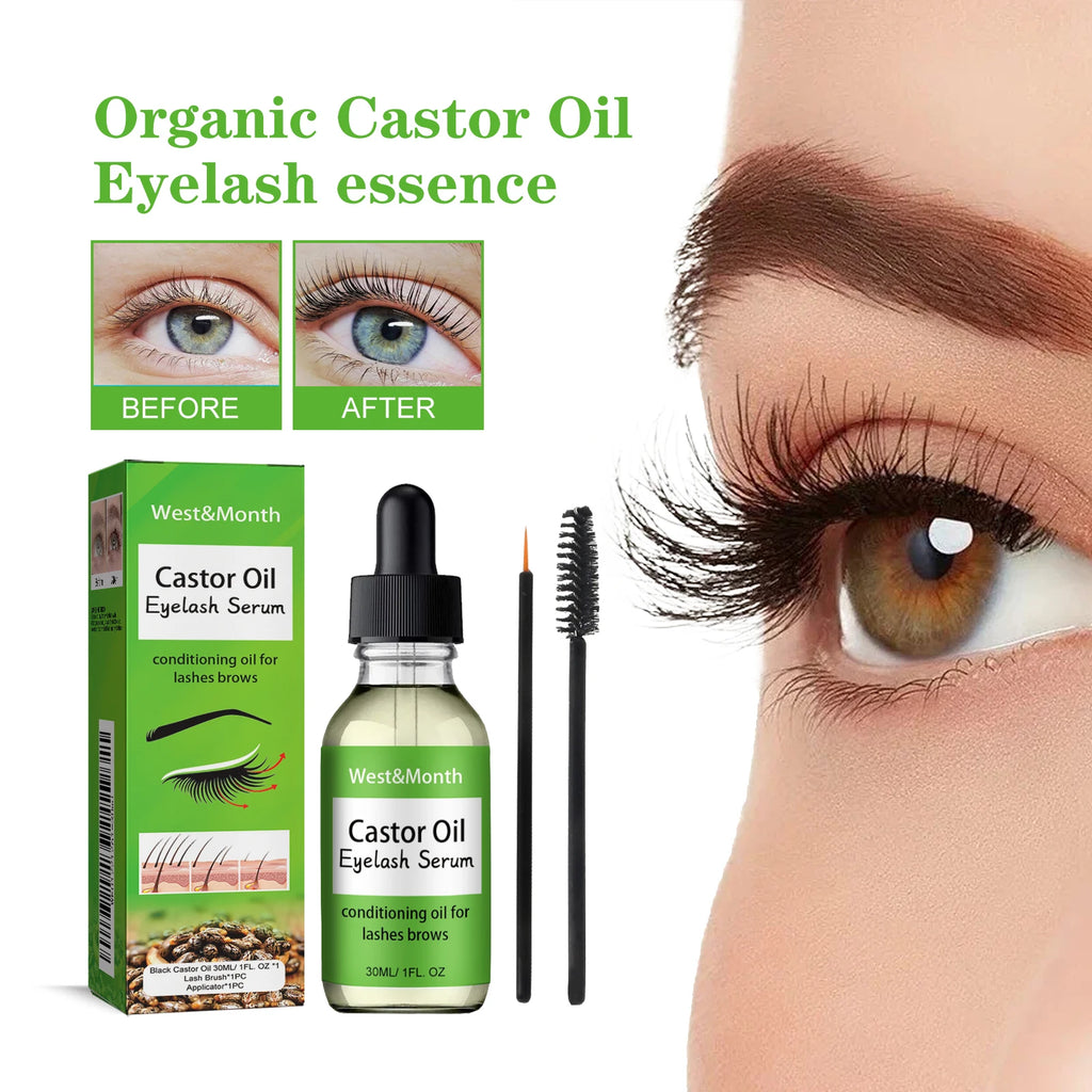 Castor Oil Eyelash Growth Serum With Brush Multipurpose Hair Eyebrow Eyelash Growth Thick Essence Nourishing Moisturize Liquid - IRON GODDESS