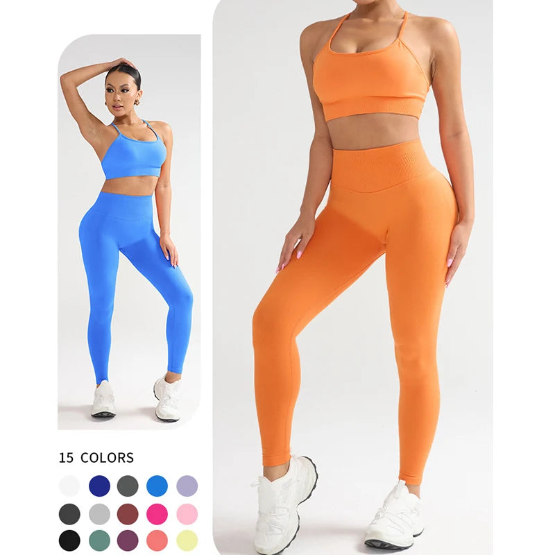 1/2PCS Yoga Sports Set Women's XS-XL Gym Workout Clothes Sports Bra Gym Leggings Super Stretch Fitness Suit Plus Size Sportswear - IRON GODDESS