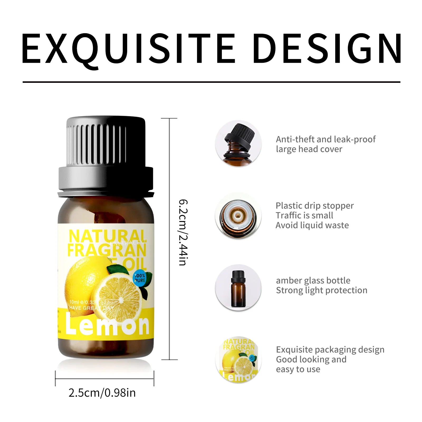 10ml Lemon Aroma Oil Skin Car Home Travel Gifts - IRON GODDESS