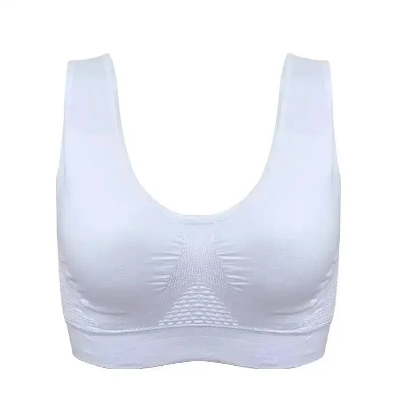 Mesh Hollowed-out Breathable Hole Sports Bra Sweat-absorbent Shockproof Pad Sports Top Gym Running Fitness Sports Top - IRON GODDESS