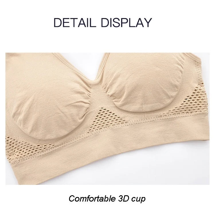 Mesh Hollowed-out Breathable Hole Sports Bra Sweat-absorbent Shockproof Pad Sports Top Gym Running Fitness Sports Top - IRON GODDESS