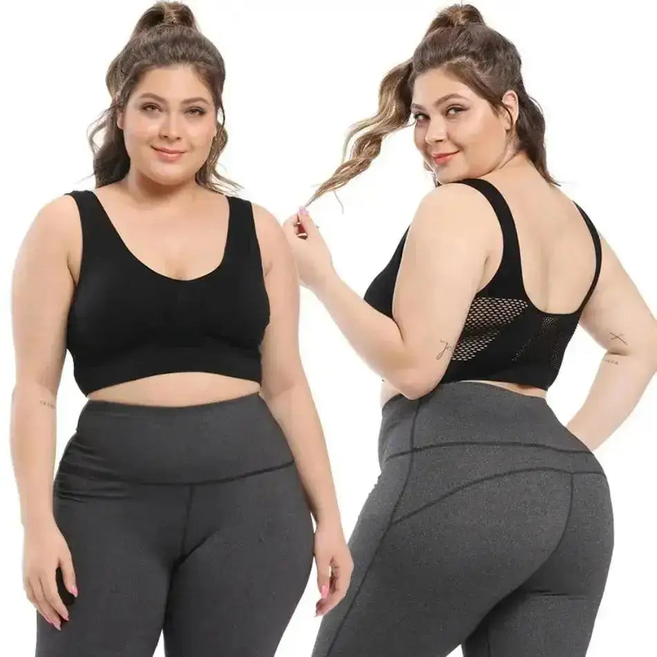 Mesh Hollowed-out Breathable Hole Sports Bra Sweat-absorbent Shockproof Pad Sports Top Gym Running Fitness Sports Top - IRON GODDESS