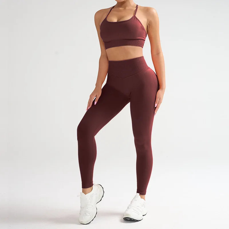 1/2PCS Yoga Sports Set Women's XS-XL Gym Workout Clothes Sports Bra Gym Leggings Super Stretch Fitness Suit Plus Size Sportswear - IRON GODDESS