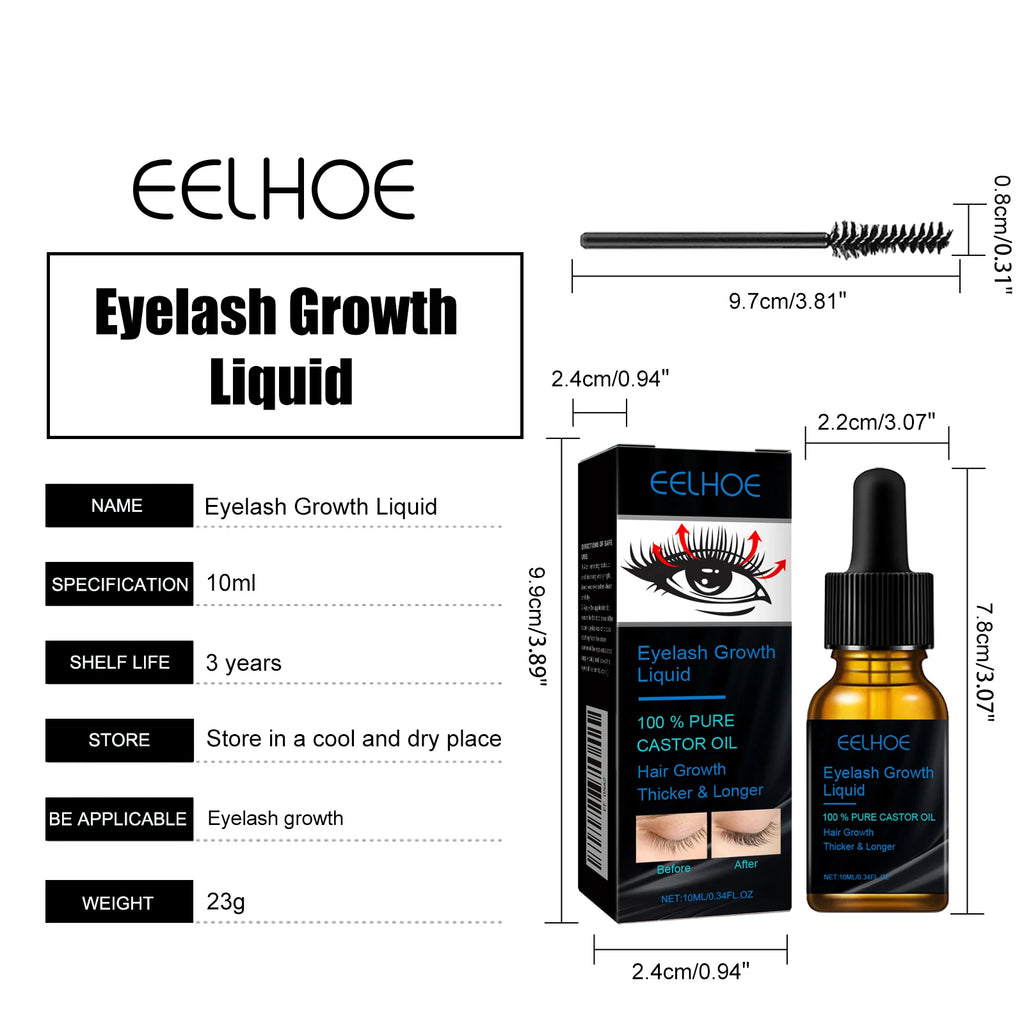 Castor Oil Eyelash Growth Serum With Brush Multipurpose Hair Eyebrow Eyelash Growth Thick Essence Nourishing Moisturize Liquid - IRON GODDESS