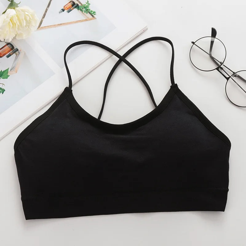 3PCS/Set Sports Bra Women's Cross Shoulder Strap Sports Bra Yoga Navel Top Gym Fitness Tube Top Breathable Beauty Sexy Bra Back - IRON GODDESS