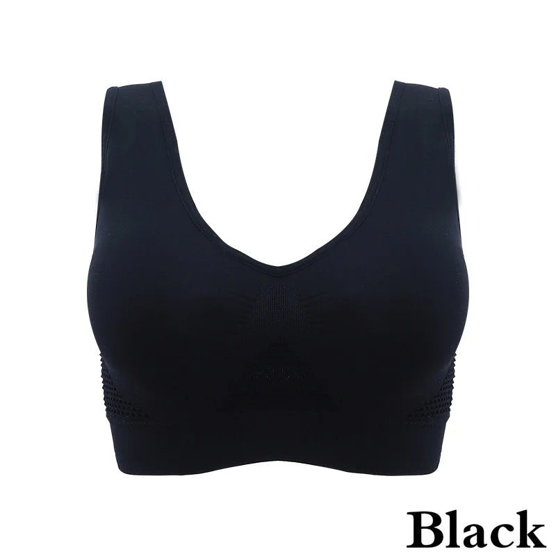 Mesh Hollowed-out Breathable Hole Sports Bra Sweat-absorbent Shockproof Pad Sports Top Gym Running Fitness Sports Top - IRON GODDESS