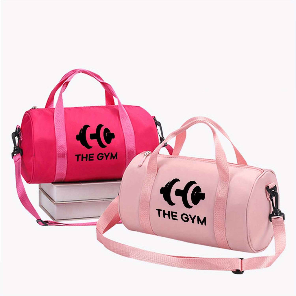 1pc 'THE GYM' Dumbbel Print Messenger Bag - Pink & Black Gym Bag with Zipper Closure, Double Handles, Lightweight & Durable for Yoga, Dance, Travel, Daily Commute - Perfect Gift for Fitness Enthusiasts, Gym Bag, Yoga Accessory, Sporty Design, Sturdy Const