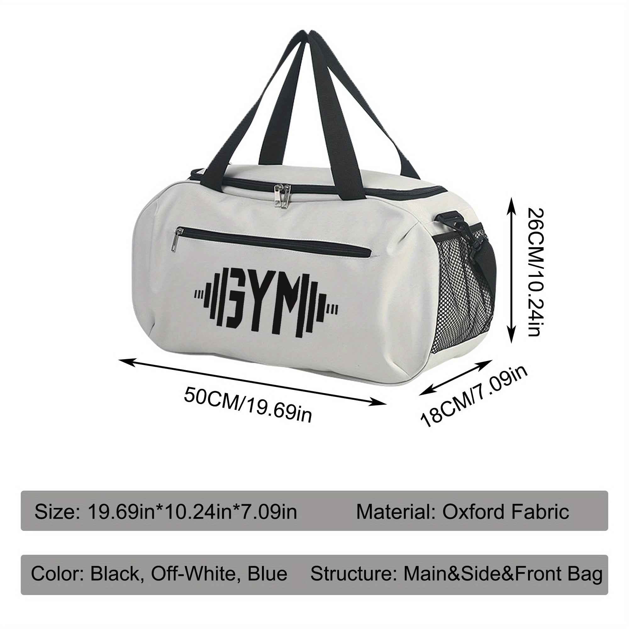[Gym Dumbbells Print Duffel Bag] Gym Dumbbells Print Large-Capacity Lightweight Zipper Duffel Bag - Durable Polyester Gym & Travel Bag with Reinforced Handles, Machine Washable for Yoga, Training, College, Vacation, Gym Bag, Outdoor Sports Bag, Modern Duf