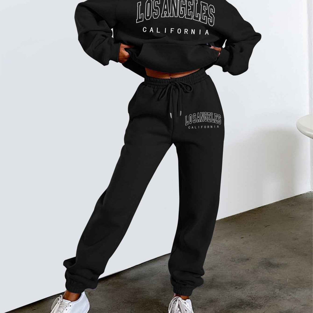 2025 Autumn/ Winter New Women'S Letter-Printed Fleece Pullover Loose Casual Set, Winter Outfit, Cozy Clothing, Elegant Style, Letter Print Design