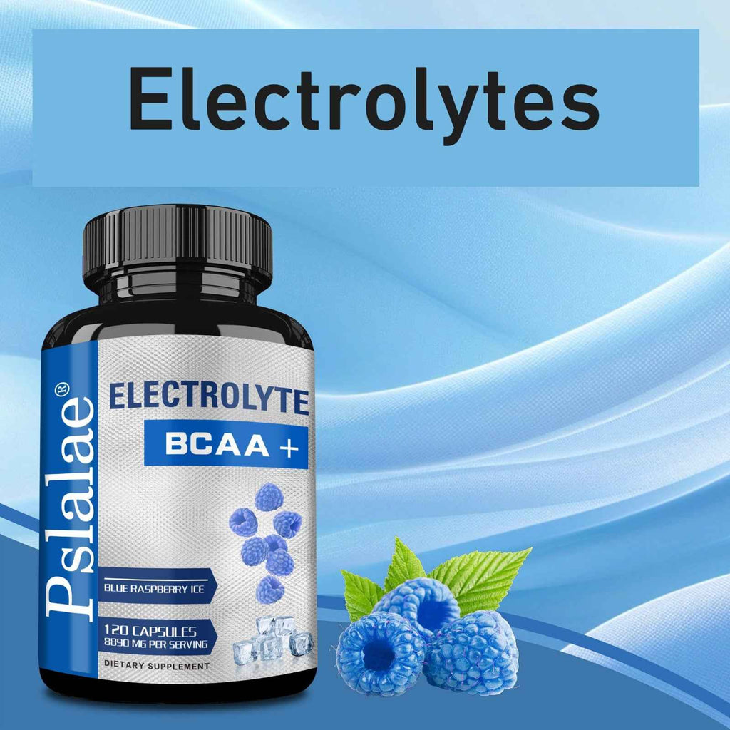 120 Capsules BCAA Supplement with Electrolytes - & Growth Support, Post-Workout Performance Enhancer, Brain Function & Booster, Gluten-Free & Dairy-Free, Blueberry Flavor, BCAA (Branched-Chain Amino Acids) for Gym, Athletic Training & Daily Use