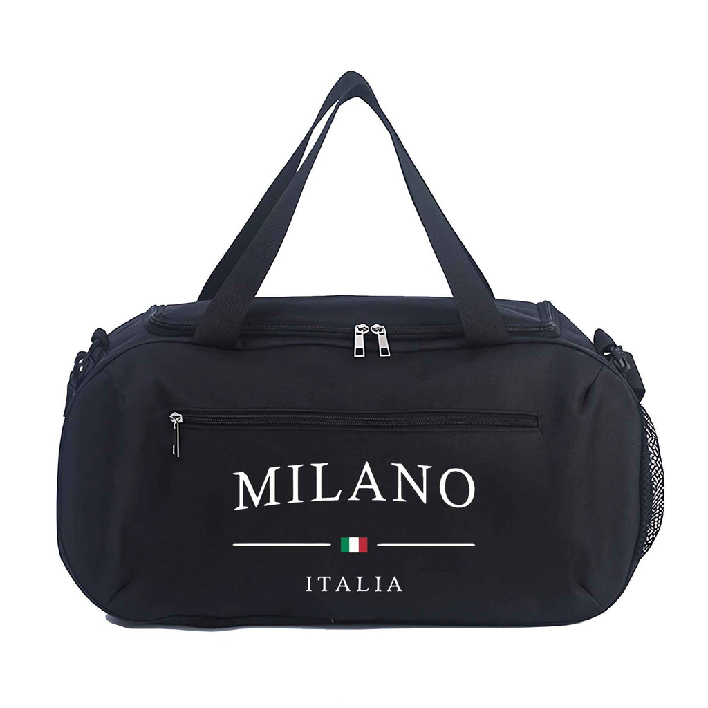 Duffel Bag with MILANO Pattern, Essential Handbag for The Gym, Reinforced Double Handles, Lightweight Oxford Fabric, Suitable for Yoga and Fitness, Machine Washable, Travel Bag, for Teenager