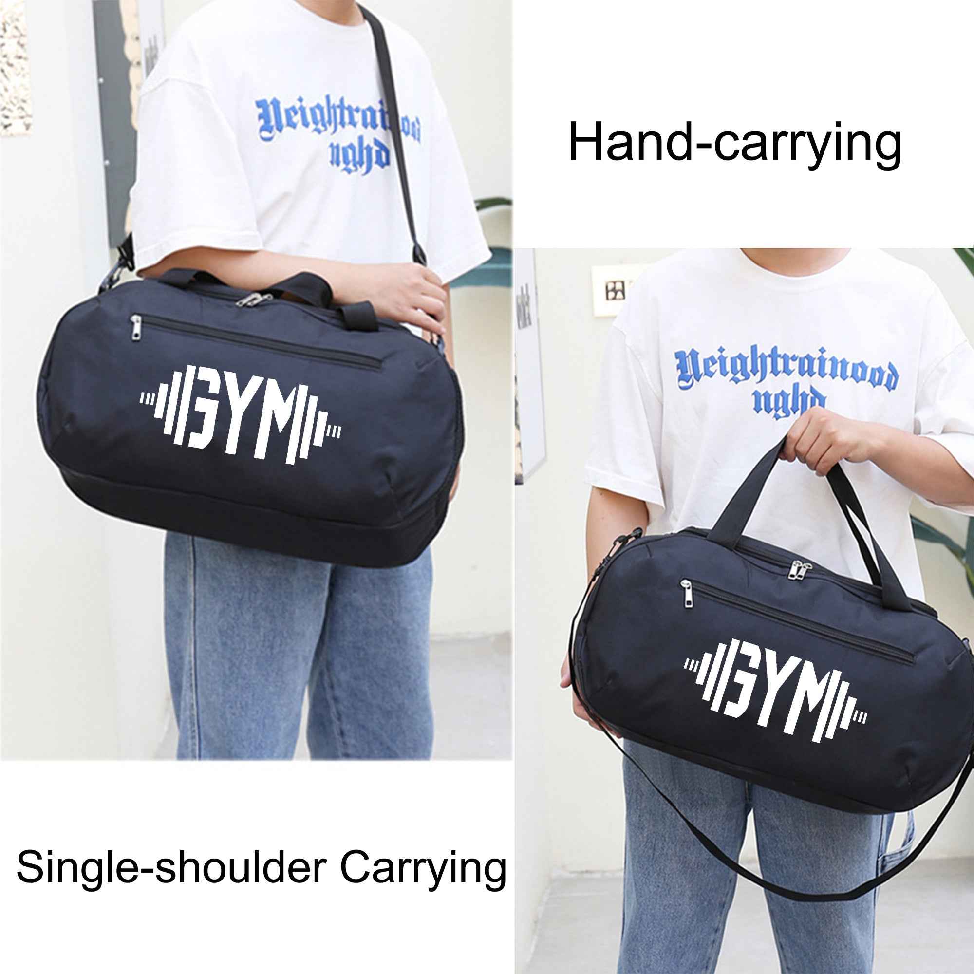 [Gym Dumbbells Print Duffel Bag] Gym Dumbbells Print Large-Capacity Lightweight Zipper Duffel Bag - Durable Polyester Gym & Travel Bag with Reinforced Handles, Machine Washable for Yoga, Training, College, Vacation, Gym Bag, Outdoor Sports Bag, Modern Duf