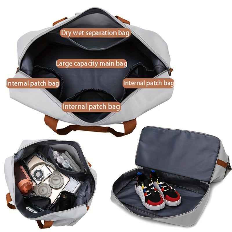 Hongyan Large Capacity Fitness Gym Bag with Dry/Wet Separation Compartments, Durable Oxford Fabric Workout Travel Bag, Adjustable Shoulder Straps & Multiple Pockets, 18.1" Height, 9.8" Width, 7 Colors (Military Green/Khaki/Gray/Purple/Red/Blue/Black), Wor