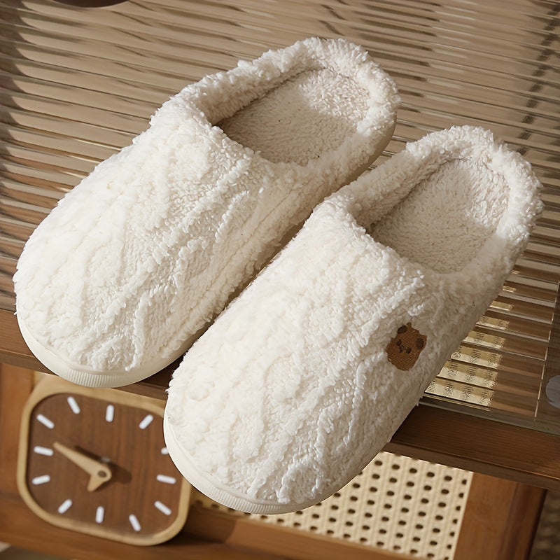 Couples Cozy Bear Fleece Slippers Soft Plush IndoorOutdoor Comfort - IRON GODDESS