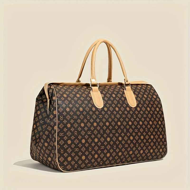 Large Capacity Travel Tote Bag with Spacious Main Compartment & Front Pocket - Coffee Color Portable Handbag for Gym, Business Trips, Weekend Getaways, Travel Bag, Carryon Luggage, Sleek Design, Sturdy Handles, Organized Packers