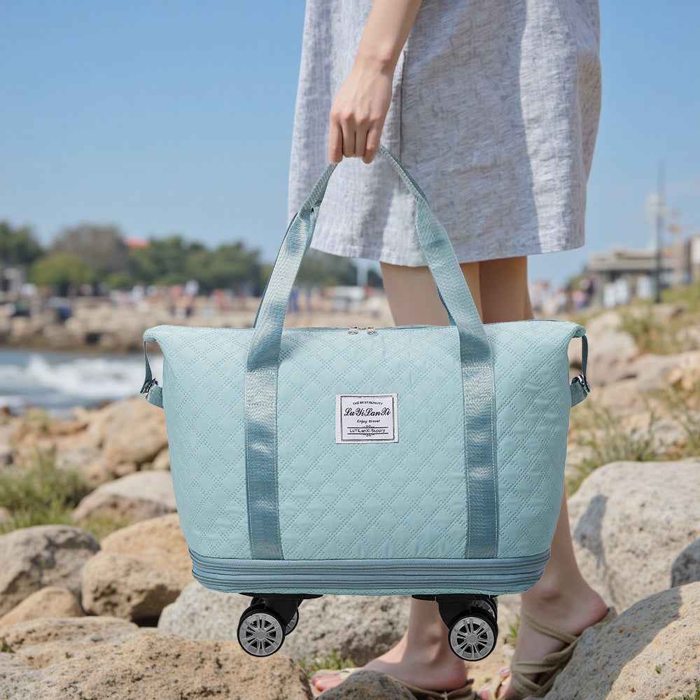 Hand-carry Gym Bag, Portable Travel Bag with 360° Rotating Wheels, Dry and Wet Separation Travel Bag, Expandable Luggage Bag, Suitable for Carrying When Traveling or Exercising